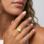 Moissanite Moon And Star Signet Ring In Gold, thumbnail 3 of 5