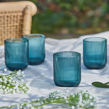 Palermo Set Of Four Blue Ribbed Tumblers, 3 of 6