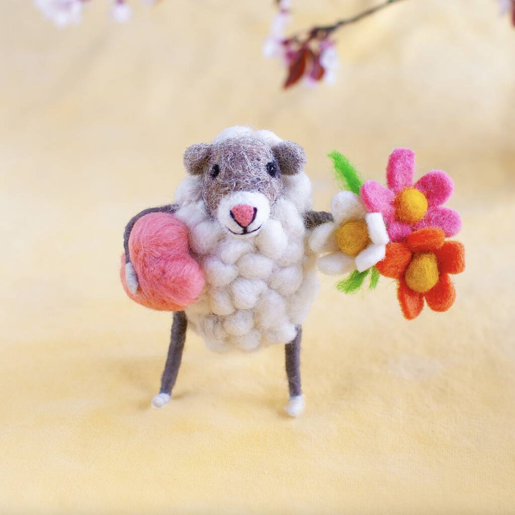 Heart And Flowers Sheep Ornament Valentine's And Mother's Day Gift, 1 of 4