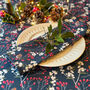 Luxury Christmas Heavy Linen Feel Tablecloth Robin And Berries Navy, thumbnail 6 of 7