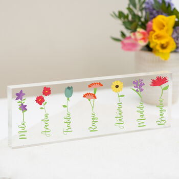 Personalised Flower Name Children Or Grandchildren Acrylic Block, 7 of 7
