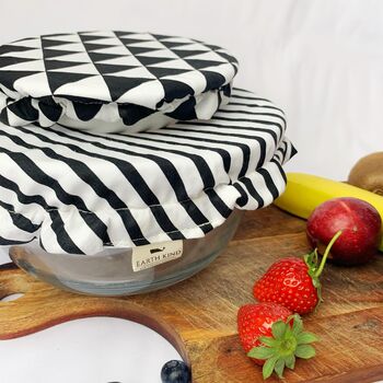 Monochrome Reusable Bowl Cover Set Of Three Eco Gift, 2 of 5