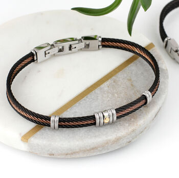 Mens Ruthenium And Gold Plated Double Cable Bracelet, 2 of 5