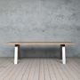 Albert Stainless Steel A Shaped Legs Oak Dining Table, thumbnail 3 of 8