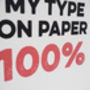 'You're My Type On Paper, 100%' Card, thumbnail 2 of 2
