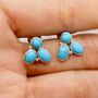 Turquoise Silver Stud Earrings Set: December Birthstone, thumbnail 1 of 4