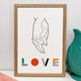 'Love' Illustrated Line Drawing And Typography Print, thumbnail 1 of 3