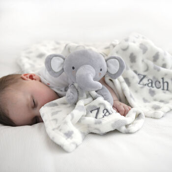 Personalised Elephant Comforter And Cream Blanket Set, 2 of 6