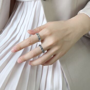 Sterling Silver Roman Numerals Calendar Adjustable Ring, 4 of 6