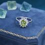 Genuine Peridot And Cz Halo Ring Sterling Silver, thumbnail 5 of 12