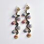 Multicolour Rhinestone Christmas Bauble String Earrings, thumbnail 1 of 4