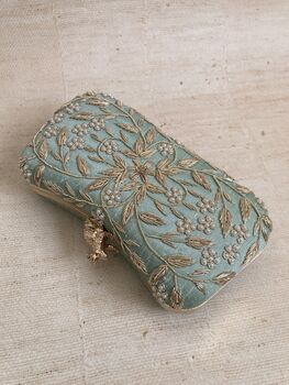 Handcrafted Mint Green Silk Clutch Bag, 3 of 8