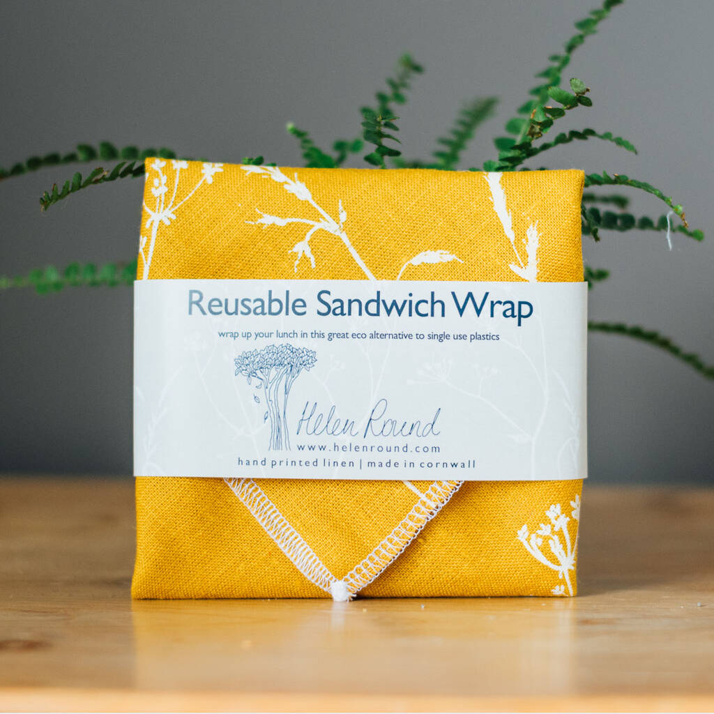 Hedgerow Flowers Reusable Linen Sandwich Wrap, 1 of 2