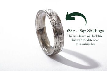 British Shilling Sterling Silver Coin Ring, 3 of 12