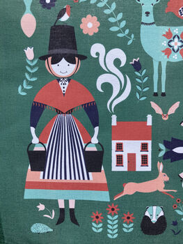 Tea Towel 100% Cotton Welsh Folk Art Design, 3 of 12