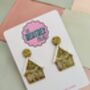 Gingerbread House Glitter Christmas Earrings / Festive Jewellery / Novelty Dangles / Christmas Gift / Sparkly Holiday Accessories, thumbnail 6 of 6