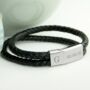 Personalised Men's Dual Leather Woven Bracelet In Black, thumbnail 1 of 5