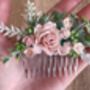 Blush Pink Wedding Flower Hair Comb, thumbnail 4 of 6