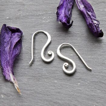 Sterling Silver Simple Curls Drop Earrings, 3 of 4