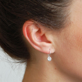 Sterling Silver Diamante Wire Earrings, 4 of 6