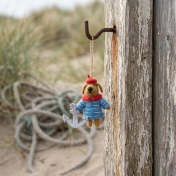 Handmade Felt Davey The Sailor Dog Decoration, 4 of 4