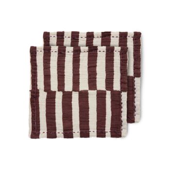 H Kliving Cotton Napkins Striped Burgundy Set Of Two, 5 of 6