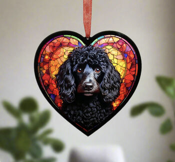 Poodle Stained Glass Effect Heart Suncatcher, 2 of 7
