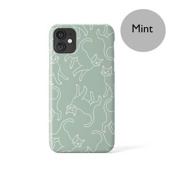 Cat Line Art Phone Case, Pink And Mint, 2 of 2