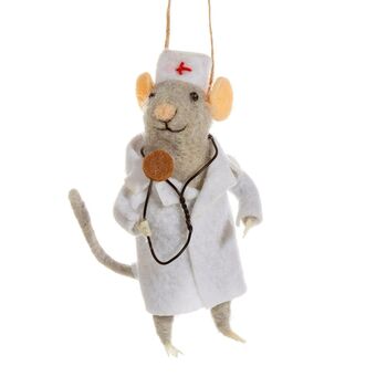 Doctor Mouse Felt Christmas Decoration, 2 of 2