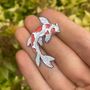 Koi Fish Enamel Pin | White And Orange Lapel Pin, thumbnail 1 of 6