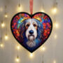 Bearded Collie Stained Glass Effect Heart Suncatcher, thumbnail 3 of 6