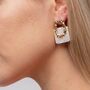 Gold Acrylic Resin Geometric Hollow Foil Stud Drop Earring, thumbnail 4 of 9