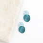 Hammered Textured Two Tone Turquoise Double Disc Earrings, thumbnail 2 of 3