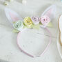 Felt Pastel Coloured Bunny Ear Headband With Flowers, thumbnail 1 of 2