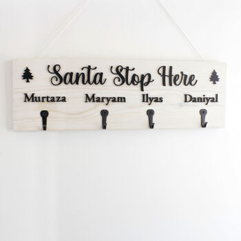 Personalised Christmas Stocking Hanger, Santa Stop Here, 4 of 6