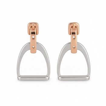 Personalised Sterling Silver And Rose Gold Stirrup Earrings, 8 of 9
