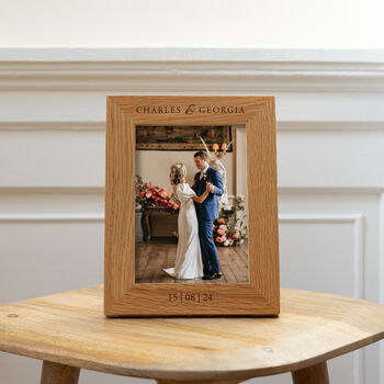 Personalised Oak Wedding Photo Frame, 9 of 9