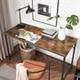 Computer Desk Industrial Style Metal Frame Home Office, thumbnail 9 of 12