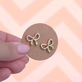 Bow Gift Set – Velvet Compact Mirror And Gold Bow Studs, 2 of 3