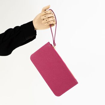 Hot Pink Leather Clutch Purse, 3 of 9