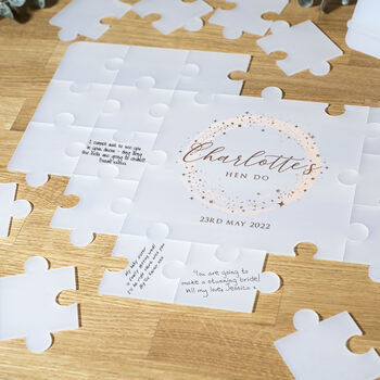 Frosted Acrylic Sparkly Circle Hen Party Signing Puzzle, 2 of 5