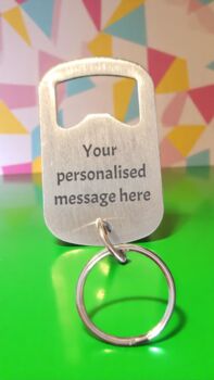 Personalised Wooden Bottle Opener Keyring Engraved Gift, 6 of 8