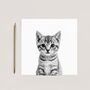 Cute Hand Drawn Kitten Greeting Card Illustration, thumbnail 3 of 6