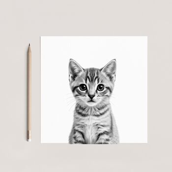 Cute Hand Drawn Kitten Greeting Card Illustration, 3 of 6