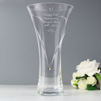 Personalised Hearts Swarovski Hand Cut Glass Vase, 3 of 5