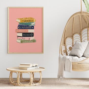 Pink Book Stack Print Book Lovers Gift, 4 of 4