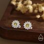 Sterling Silver Little Sunflower Flower Stud Earrings, thumbnail 1 of 12