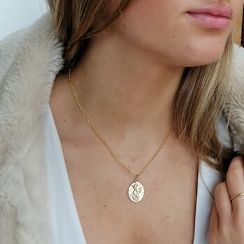 Engraved Gold Plated Capricorn Zodiac Necklace, 3 of 9
