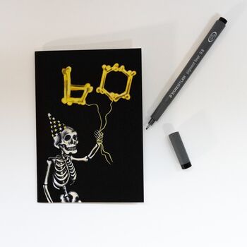 60th Balloon Skeleton Gothic Birthday Card, 5 of 6