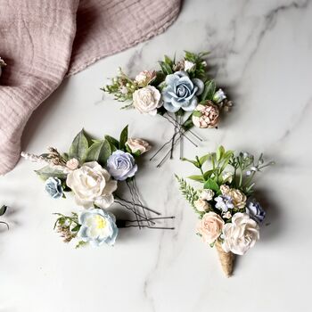 White, Blue And Pink Floral Hair Pins, 5 of 5